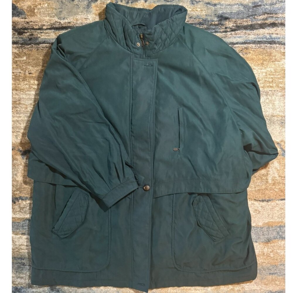 Vintage Men’s Green Field Coat Jacket – Quilted Collar – Size 30/32